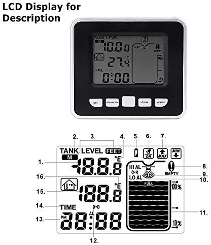 Hilitand Ultrasonic Water Tank Liquid Depth Level Meter with Temperature Display Sensor Water Level Gauge