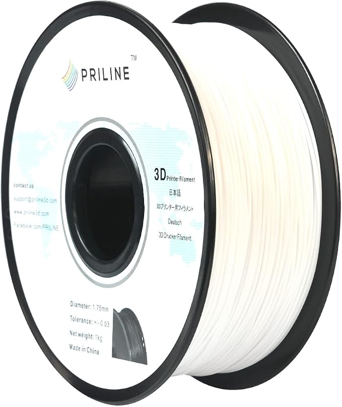 PN-PCw Polycarbonate 1kg 1.75mm 3D Printer Filament, Dimensional Accuracy +/- 0.03 mm, White