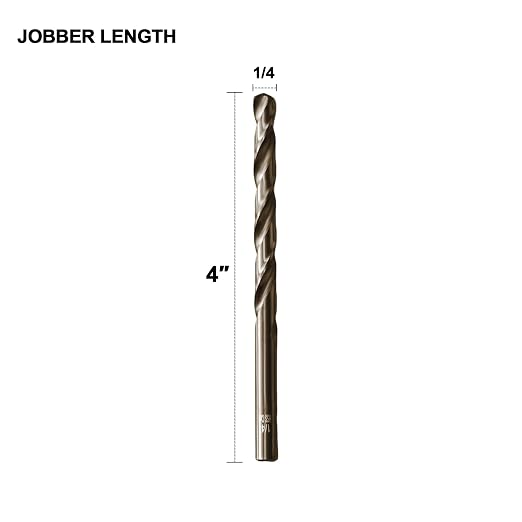 1/4 inch Cobalt Drill Bit for Metal and Hard Steel(10pcs), M35 High Speed Steel Twist Jobber Metal Drill Bits,with Index Storage Case