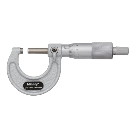Mitutoyo 103-142-10 Outside Micrometer, Baked-enamel Finish, Ratchet Stop, 125-150mm Range, 0.01mm Graduation, +/-0.003mm Accuracy