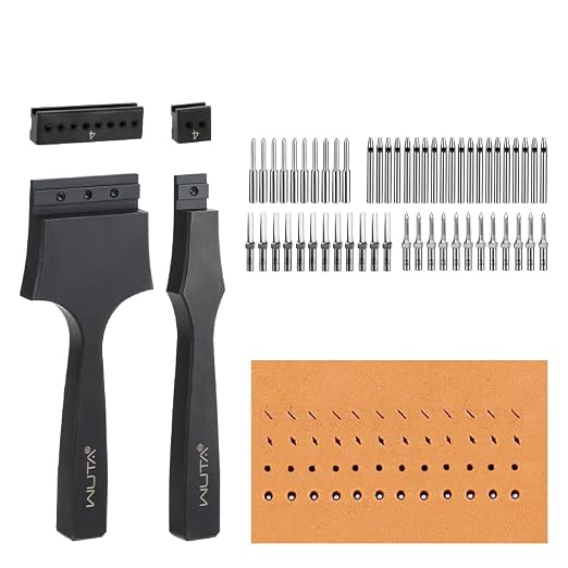 WUTA Removable Leather Hole Punch,Versatile Leather Stitching Punch,Leather Hole Punch Tool Set,Leather Stitch Punch for Leather Stitching Punch Craft DIY（4mm）