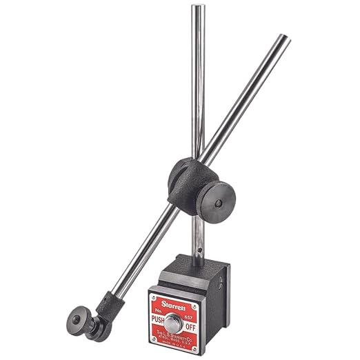 Starrett Magnetic Indicator Holder with Three Precision Ground - Magnetic Base, Upright Post Assembly Including Post, Swivel Post Snug and Gage Holding Rod - 657D