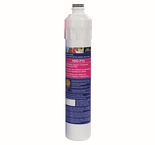 Watts Premier H2O-F13 Pure H2O LVOC Carbon Block Filter Replacement for H2O-DWGC100, H2O-DWGC101, H2O-DWCB200, H2O-DWUF300 Under Counter Water Filtration Systems, Push Button Design