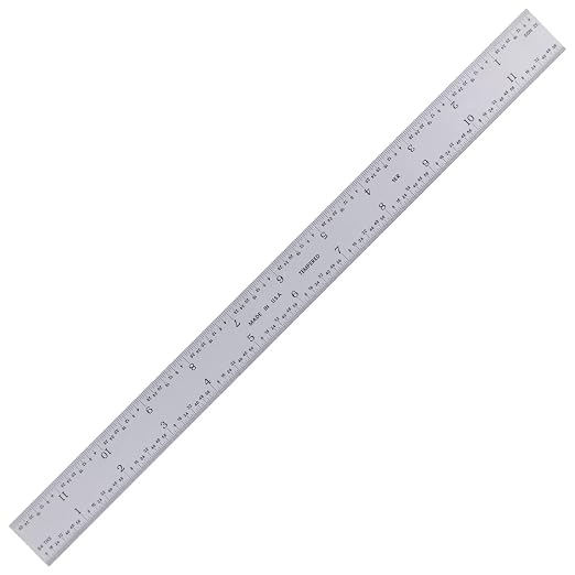 PEC Tools 12" Rigid Metal Rule, Designed for High-Accuracy Industrial Environments, Made in USA