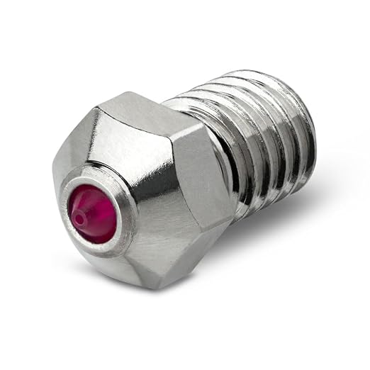 Ruby Nozzle 0.8mm for E3D V6 Hotend, Prusa i3 MK3S / MINI, Anycubic i3 Mega/Kobra/Kobra Neo 3D Printer and More, Hardened & Abrasion Resistant, Nickel Plated Copper