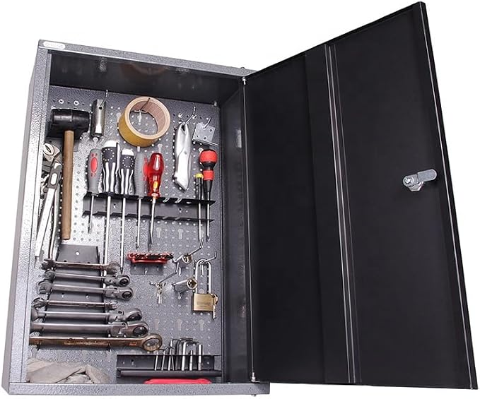 JZD Steel Wall Mounted Storage Cabinet, Metal Hanging Tool Cabinets, for Garage Workshop, Black & Grey