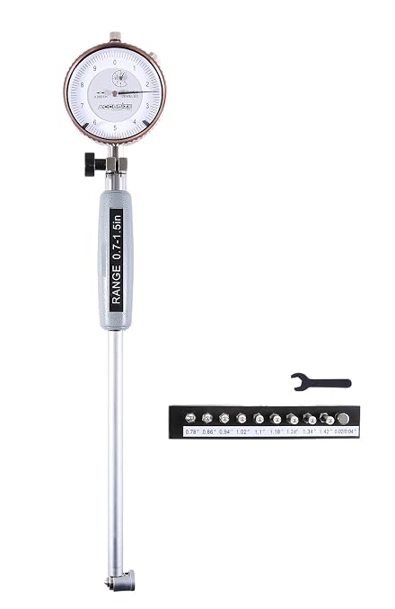 Accusize Industrial Tools 0.7-1.5'' by 0.0001'' Dial Bore Gage, Stem Length 6'', Ee20-1015 | 6" Stem Length, Self-Centering, Chrome-Plated Handle, Insulated Grip, EE20-1015