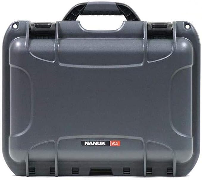 NANUK 915 Hard Case with Cubed Foam – Compact Waterproof Travel Camera Hard Case with Padded Dividers, 13.8” x 9.3” x 6.2” – Dustproof and Impact Resistant, Airline Carry-On Approved – Graphite