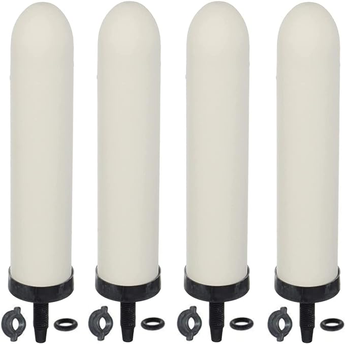 HUINING 4PCS 10-inch Replacement Ceramic Filter Candle with Activated Carbon for Countertop Gravity Water Filter Systems