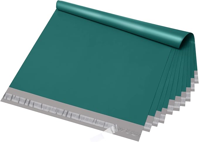 Fuxury Large Poly Mailers 24x24 Inch 100 Pcs, Waterproof Shipping Bags for Clothing, Strong Adhesive Shipping Envelopes for Small Business, Self Seal Mailers Poly Bags Mailing Bags Forest Green