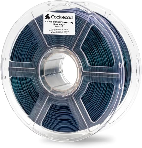 Cookiecad TPU Filament 1.75mm 1kg Glitter 3D Printer Filament - Dark Magic TPU