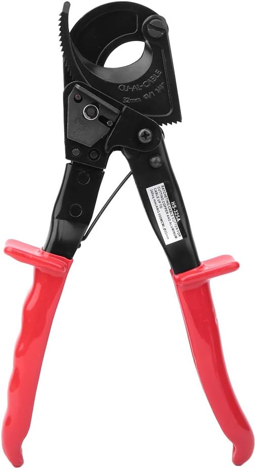 Astibym Cable Cutter Red Handle Ratchet Cable Cutter High Hardness for Solid Wire for Strand Wire(HS 325A),Bolt Cutters