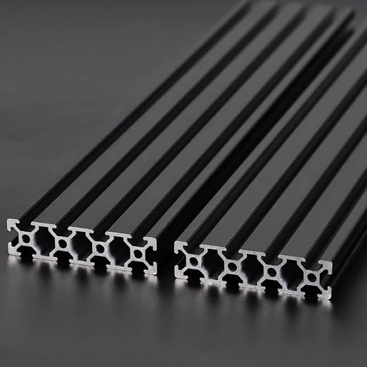 2PCS 20 Series T Slot 2080 Aluminum Extrusion Profile 15.75'',European Standard Anodized Linear Rail for 3D Printer Parts and CNC DIY 400mm Black15.75inch