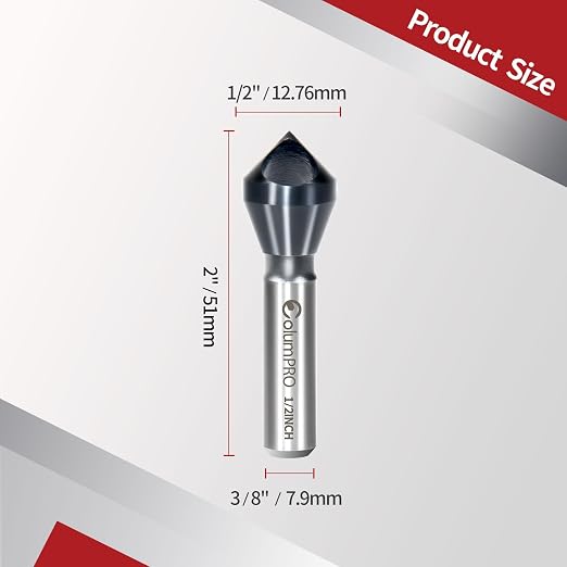TiAlN Cobalt Single-End Countersink Chamfer Tool - Heavy-Duty M35 82-Degree Countersink Bit for Metal, Stainless Steel, Copper, Wood, Fiberboard, 1/2"