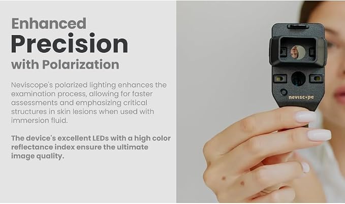 Neviscope Black Phone Dermatoscope Microscope with Polarized Lens/LED Light, 100x Camera Attachment with Universal Clip for Most iPhone/Android Phones Free App
