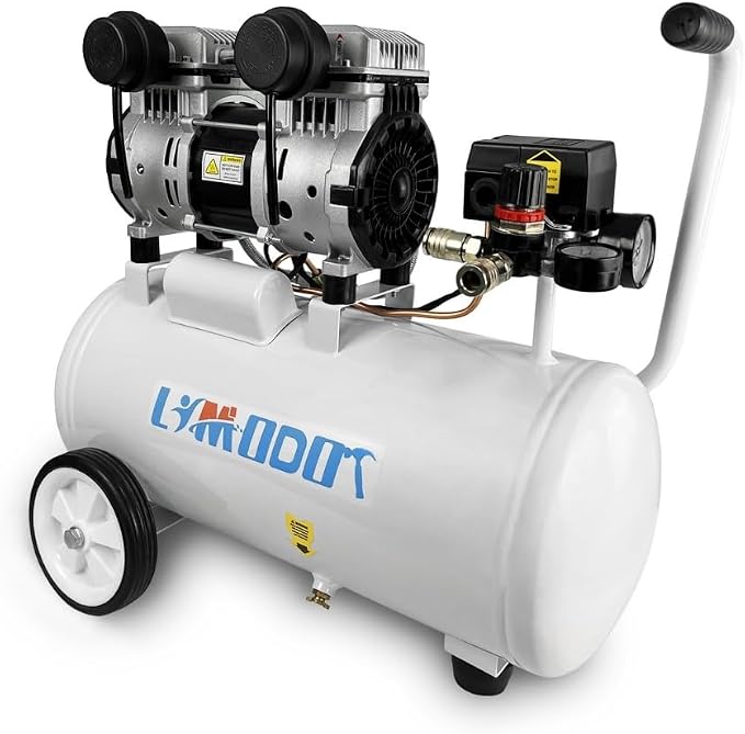 Portable Quiet Air Compressor, 8-Gallon Aluminum Tank, 68 dB | Rustproof, Lightweight at 37.5 lb with Dual Air Intakes for Efficient DIY, Home Workshop and Garage Applications