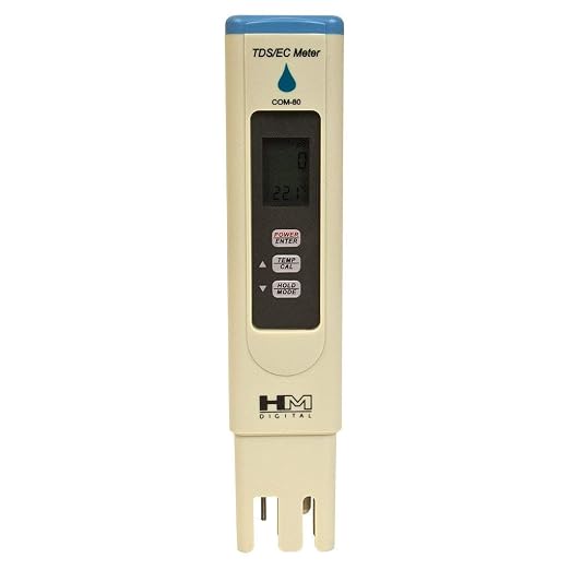 HM Digital COM-80 Electrical Conductivity (EC) and Total Dissolved Solids Hydro Tester, 0-5000 ppm TDS Range, 1 ppm Resolution, +/- 2% Readout Accuracy