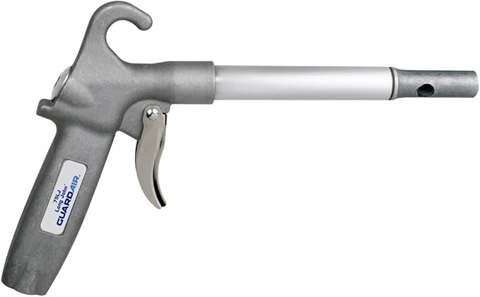 Guardair Long John Safety Air Gun with 06-Inch Aluminum Extension, High Performance OSHA Compliant Alloy Nozzle, Gray/Silver (75LJ006AA)