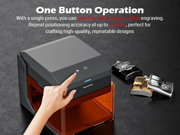 Genmitsu Kiosk 2.5W 2500mW Laser Engraver, Lightweight Portable Laser Engraver Machine Cutter with Acrylic Enclosure for DIY Wood Leather, 3.9'' x 3.9'' Engraving Area, Safety Class 1