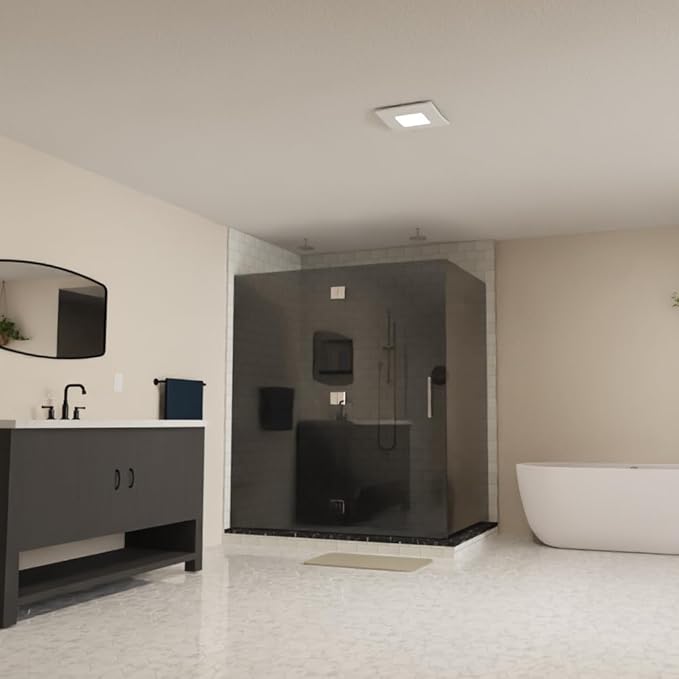 Bathroom Exhaust Fan with 5-CCT Dimmable LED Light, 110 CFM, Quiet 1.2 Sones, Retrofit No-Screw Roomside Installation, Energy Star, BEL110