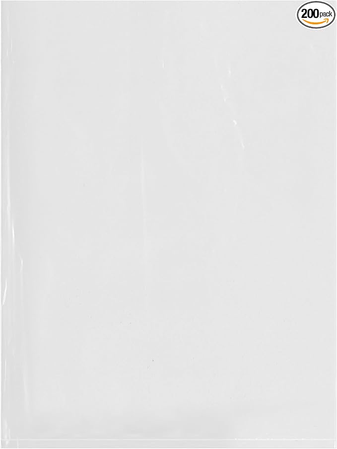 Plymor 9" x 12" (Pack of 200), 4 Mil Flat Open Clear Plastic Poly Bags