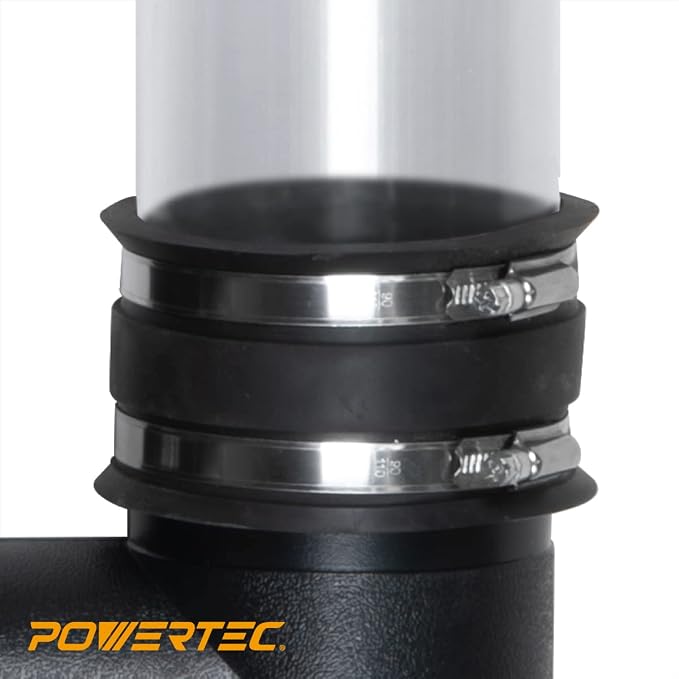 POWERTEC 70148-P4 2-1/2 Inch Dust Control Flex Cuff with Steel Hose Clamps, Hose Connector Rubber Cuff Coupler for Woodworking Dust Collection Fittings, Dust Collector Accessories & Machinery, 4 pack