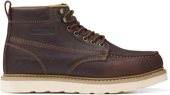 Golden Fox Steel Toe Work Boots Men's 6" Moc Toe Wedge Comfortable Boots for Construction