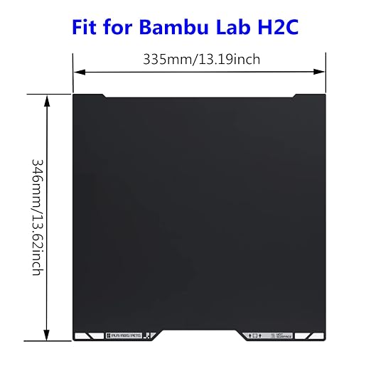 for H2C/A2L Cold Build Plate No Heating No Glue Double Sided PEI Textured Cool Printing Bed Sheet 335x346.5mm 3D Printer Flexible Removable Spring Steel Heated Platform Mat for Bambu Lab H2C