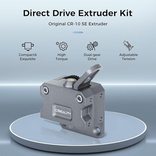 Creality Official CR 10 SE Extruder Kit, Original All Metal Direct Extrusion Kit Dual Gear Extruder, Silver Black 3.5:1 Gear Ratio Feeding Extrusion Mechanism Kit for Creality CR-10 SE 3D Printer