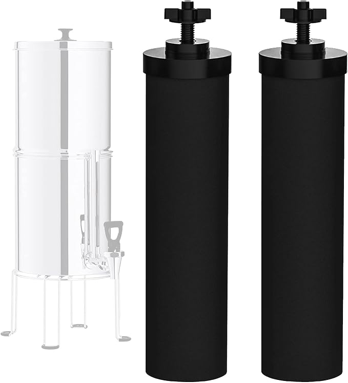 NSF/ANSI 42 Certified Black Purification Elements, for BB9-2® Water Filters Replacement, Compatible with Berkey Gravity Filtration System, Replacement for Berkey Black Filter, Pack of 2