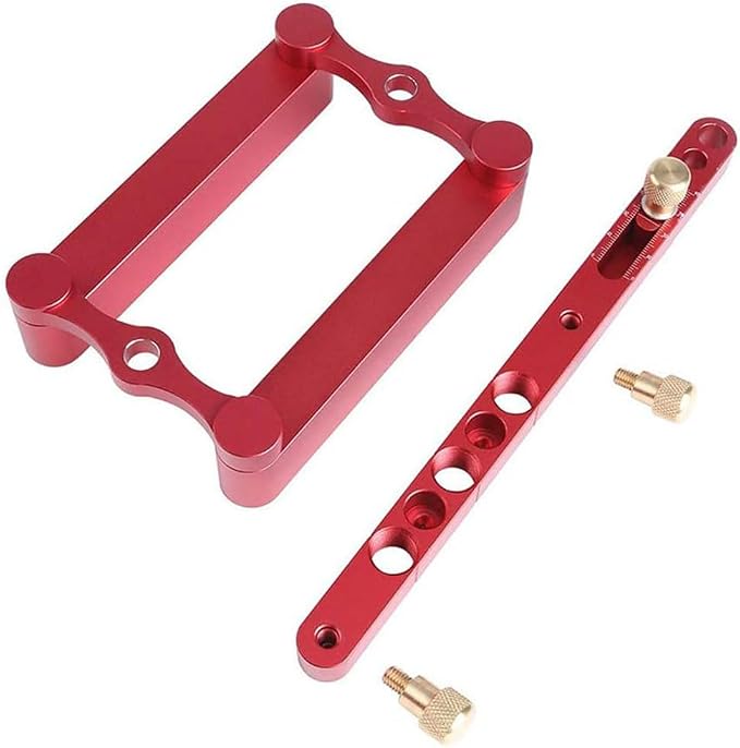 Self Centering Doweling Jig Woodworking Joinery Hole Drill Guide with 6/8/10mm Positioner Locator Tool Red Wave Hardware Precise Punch Drilling Jig Kit