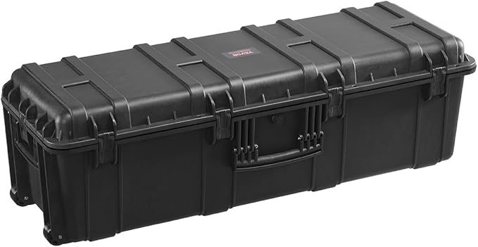 VEVOR Weatherproof Hard Case, Heavy Duty Protective Dry Box Case with Pre-Cut Foam Retractable Pull Handles for Travel, Hunt, Military, Tactical, IP67 Waterproof, for Cameras(44.09 * 15.94 * 13.46)