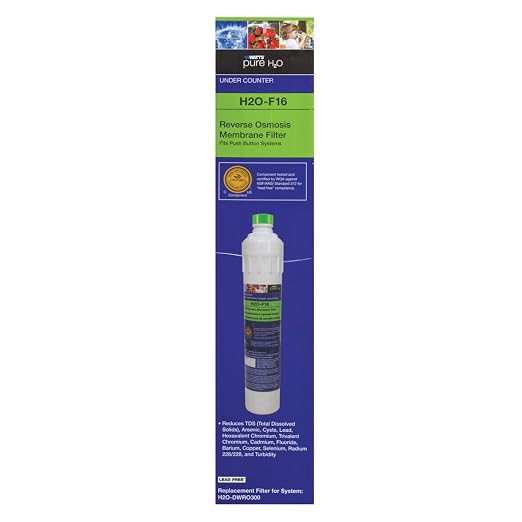 Watts Premier H2O-F16 Pure H2O 50 GPD (Gallons Per Day) RO (Reverse Osmosis) Semi-Permeable Membrane Filter Replacement for H2O-DWUF300 Under Counter Water Filtration Systems, Push Button Design