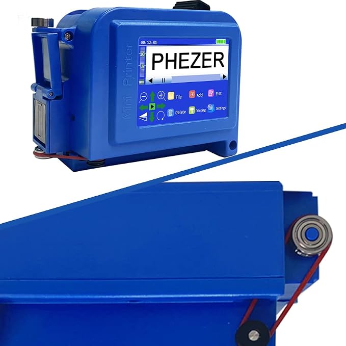 Phezer Upgraded Mini Inkjet Printer for Flat and Curved Surface PC11 Plus, 25 Languages & Quick-Drying Ink Cartridge, Portable Pocket Marking Device for Date Time Barcode Logo Qrcode Batch Number