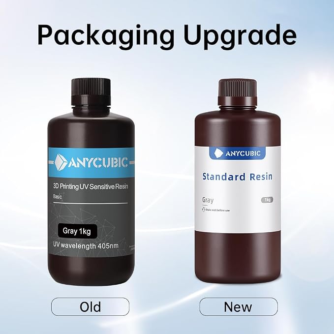 ANYCUBIC 3D Printer Resin, 405nm High Precision Fast Curing UV Photopolymer Resin for LCD 3D Printing, 1kg Grey