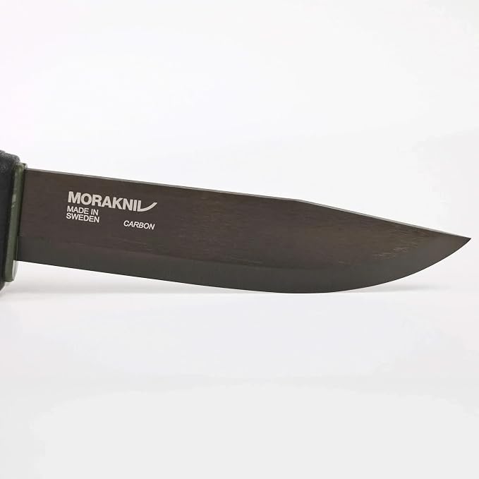 Morakniv Carbon Steel Fixed-Blade Bushcraft Survival Knife with Sheath and Fire Starter, Black, 4.3 Inch