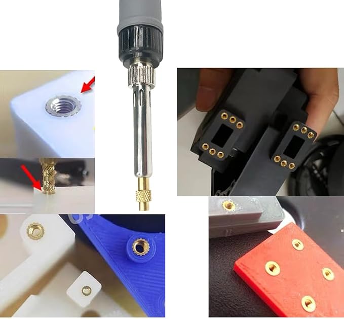 Heat Set Insert tip Tool Vertical Heat Pressing Machine Heat Brass Inserts 3D Printing and 360pcs Thread Knurled Nut M2 M2.5 M3 M4 M5 M6 (Heat Set Insert Tool)