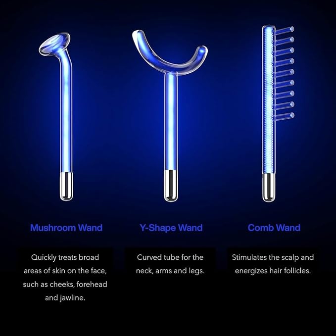 Pure Daily Care NuDerma Clinical Portable Skin Therapy Wand, Machine with 6 Fusion Neon + Argon Wands – Anti Aging - Clarifying - Skin Tightening & Radiance - Wrinkle Reducing (Pack of 2)