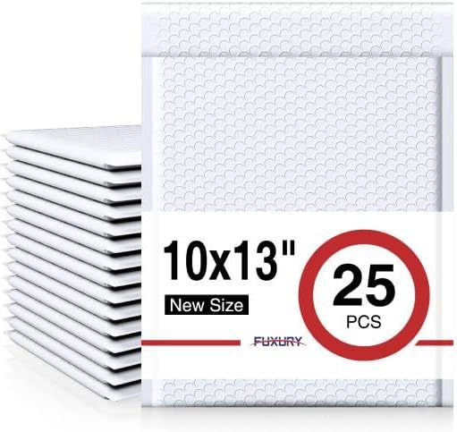 Fuxury Bubble Mailers 10x13 Inch White 25 Pack Padded Envelopes Thick Mailing Envelopes Bubble Opaque Padded Mailers Shipping Bags for Mailing Book Makeup Small Business