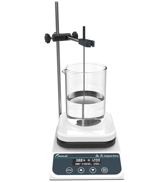 JOANLAB Magnetic Stirrer Hot Plate HS-6PRO | 310°C, 50-1500 RPM, 3L Stirring Capacity | Digital with Timer, External Probe Included, 110V