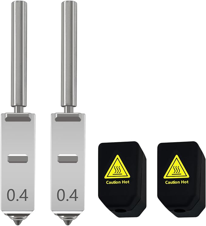 2PK 0.4mm Hardened Steel Integrated Nozzle for Anycubic Kobra S1 Max | Integrated Leak-Free, Precision Accuracy, Quick Swap Kit, High Speed 600mm/s, 32mm³/s High Flow Includes 2PCS Silicone Cover