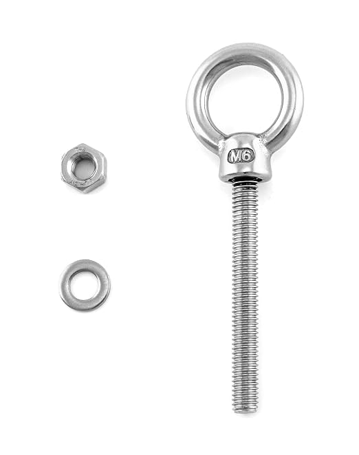 QWORK Threaded Eyebolts, 10 Pack 1/4" x 2" Long Stainless Steel Marine Grade Shoulder Eye Bolt