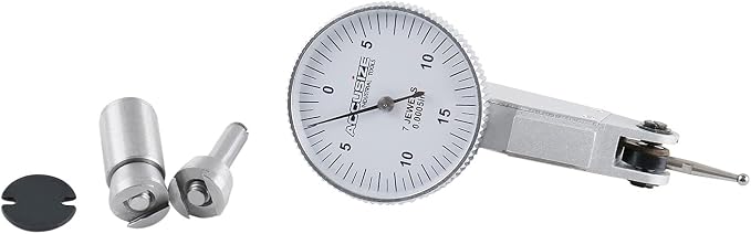 Accusize Industrial Tools 0.03'' x 0.0005'' Dial Test Indicator in Fitted Box, P900-S108 | Top and Back Dovetails, 230 Deg Adjustable Contact Point, 2 Clamps, Fitted Box, 7-Jewel, P900-S108