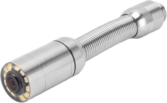 23mm Sewer Inspection Camera Head, Stainless Steel Professional IP68 Pipe Drain Endoscope Camera Accessory with 12 LED Lights