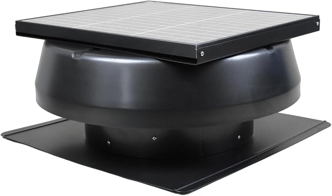 iLIVING HYBRID Ready Smart Thermostat Solar Roof Attic Exhaust Fan, 14", 40-Watt, 1150 CFM, Cools up to 2900 Sq.Ft. Coverage Area, Black
