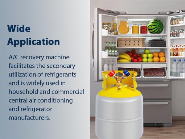 FAHKNS Refrigerant Recovery Tank 30 LB with 1/4 SAE Y-Valve Liquid/Vapor Reclaim Tank AC Freon Recovery Tank Refrigerant Recovery Cylinder Tank Reusable Cylinder Tank Without Float Switch Gray Yellow