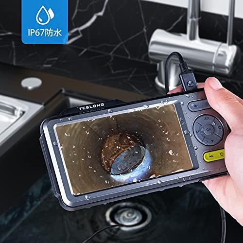 5mm Dual Lens Inspection Camera, Teslong Borescope with LED Light, HD Industrial Endoscope, 5" IPS Screen, Waterproof Video Scope Camera, Flexible Cable for Home/Automotive/Pipe/Car/Wall(16.5FT)
