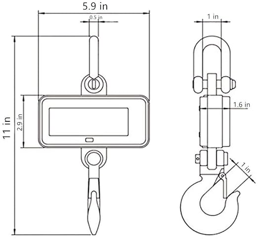 VisionTechShop Digital Crane Scale, DCS-ER 2000lb 1000kg Heavy Duty Compact Hanging Scale LED Display for Farm Factory