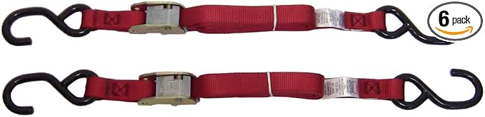 Ancra 40888-10-03 Red Original Premium Cam Buckle Tie Down, 6 Pack
