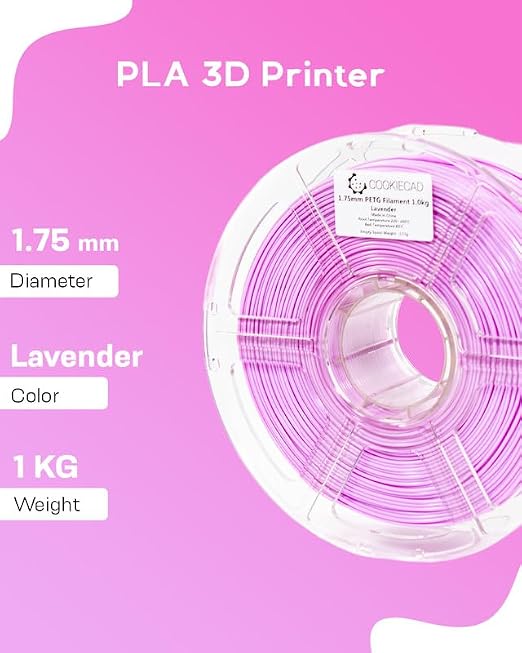 Cookiecad PETG Filament 1.75mm 1kg Purple Pastel 3D Printer Filament - Lavender PETG